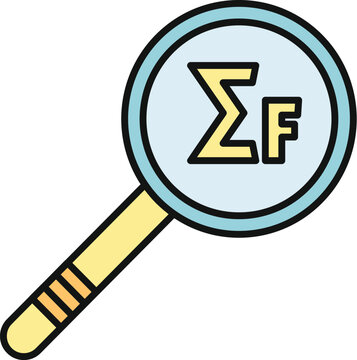 Magnifying glass highlighting the sigma f symbol, representing total force in physics