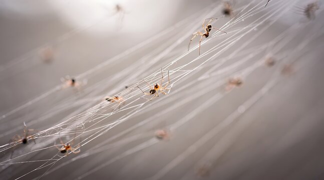 Microscopic view of spider mites on a leaf surface.