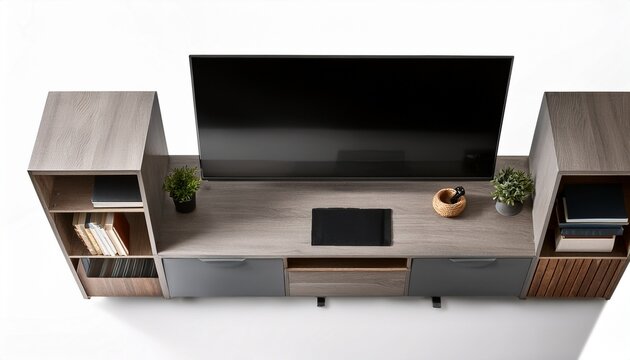 top view of gray tv unit