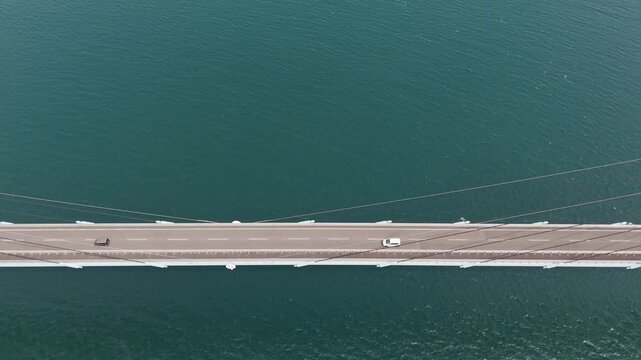 Cinematic Aerial of Takashima Bridge Connecting Takashima Island in Japan