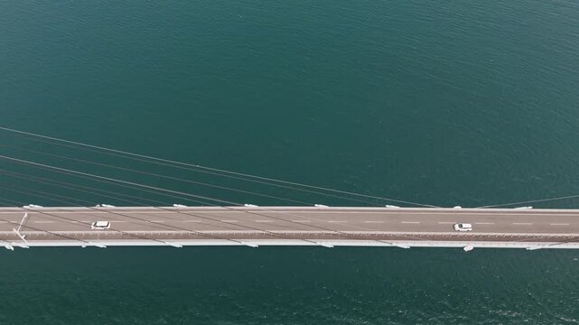 Cinematic Aerial of Takashima Bridge Connecting Takashima Island in Japan
