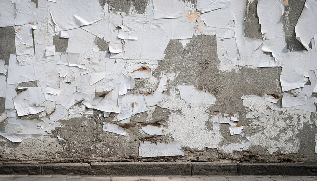urban wall surface with peeling white paste poster layer