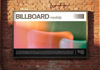 Brick Wall Billboard Mockup For Outdoor Advertising Design
