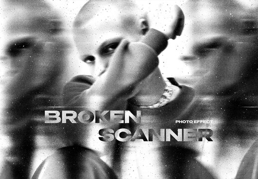 Broken Scanner Photo Effect For Poster And Print Design