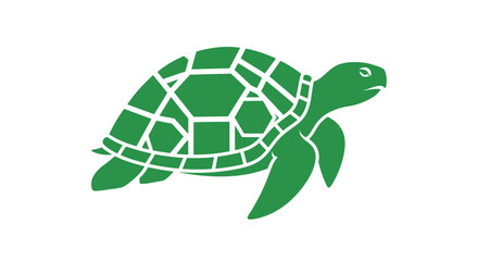 Obraz premium A simple green graphic illustration of a sea turtle on a white background