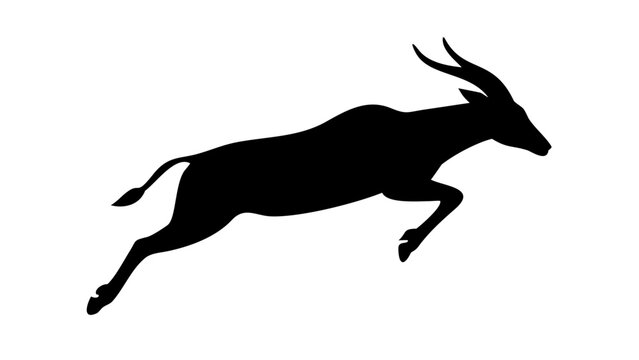 Leaping Gazelle Silhouette &ndash; Fast Antelope Vector Logo Graphic