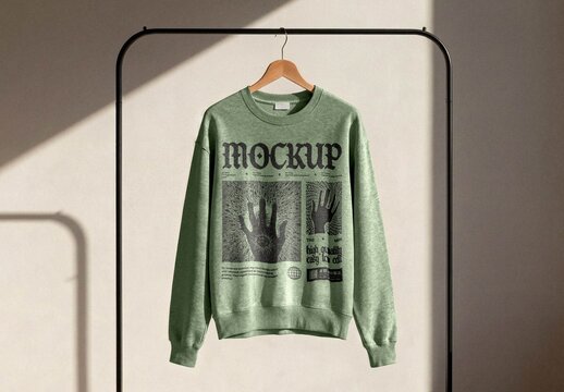 Sweatshirt On Garment Rack Mockup For Apparel And Branding Design