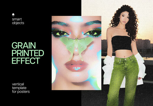 Vertical Risoprint Photo Effect For Poster And Print Design