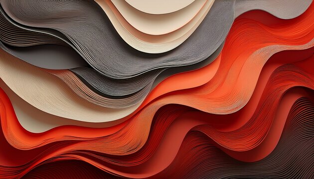 Abstract Layered Background With Wavy Shapes And Varied Paper Textures Rich Modern Color Palette Featuring Red Gray And Orange Tones Ideal For Graphic Design Web Backgrounds And Creative Bra