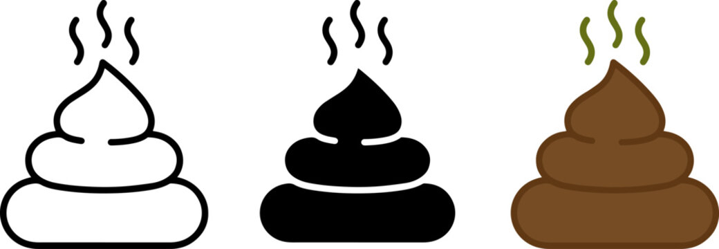 Set of poop icons isolated on white background