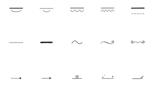 Decorative underline elements and doodle separators for bullet points and text formatting.