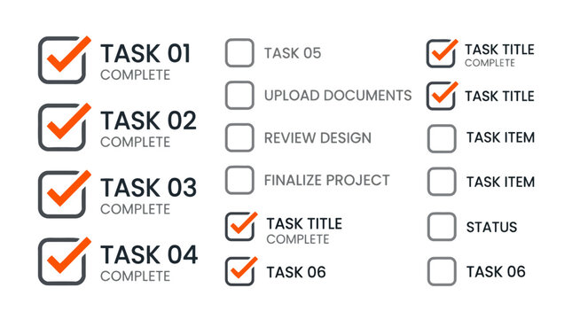 Checklist task list with completed and pending items