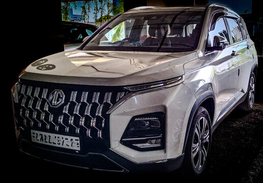 MG Hector car front side view. MG in cars stands for Morris Garages, British automotive brand founded in 1924. Now owned by China's SAIC Motor. 