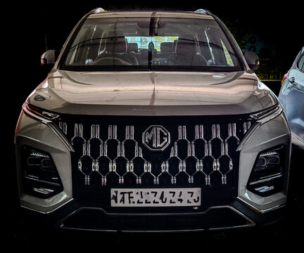 MG Hector car front view. MG in cars stands for Morris Garages, British automotive brand founded in 1924. Now owned by China's SAIC Motor. 