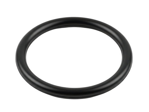 Black rubber o-ring on white background