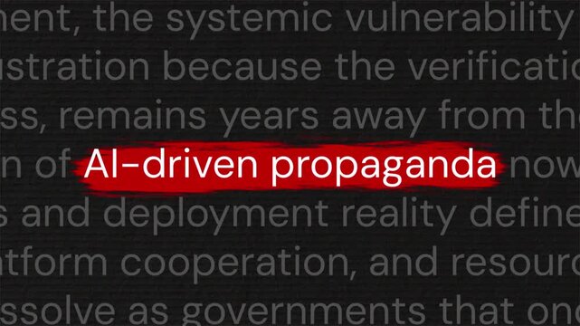 AI-driven propaganda highlighted in documentary paragraph style for media and political reporting