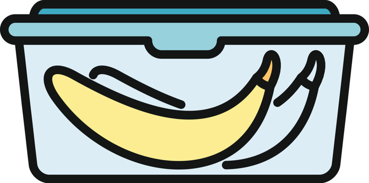 Bananas stored in a reusable plastic lunchbox, representing healthy eating and meal preparation