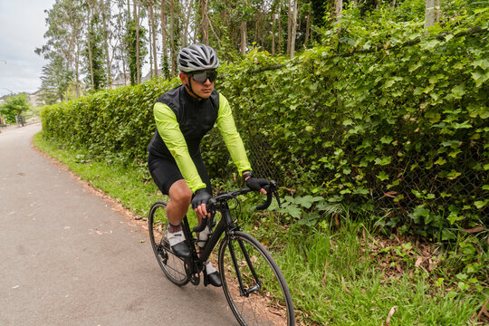 Biking on paved path