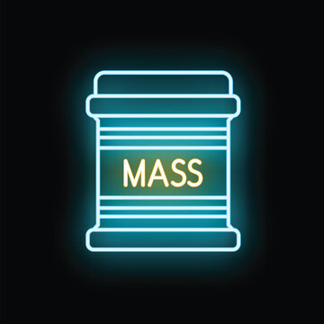 Mass gainer protein supplement tub glowing with neon light