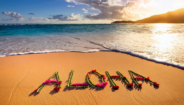 aloha in sand hawaii usa