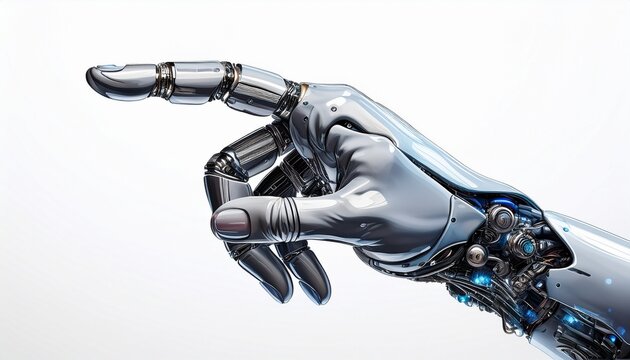 robot arm and hand cyborg pointing finger isolated on white background or white background hd