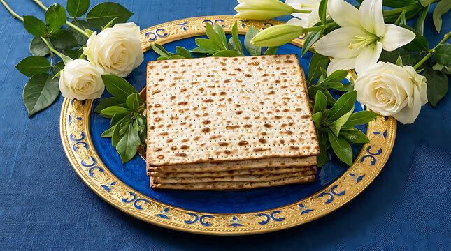 Matzo Plate with Flowers passover seder plate