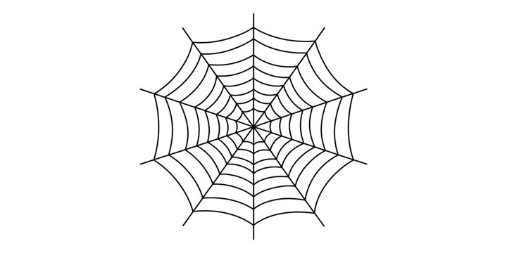 Black spider web icon drawing for halloween decoration