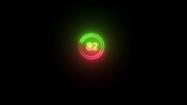 82 font number neon text animation marketing background. Business number icon digit video
