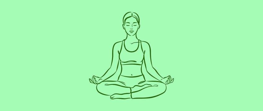 Zen Meditating Yogi Line Art Vector Illustration