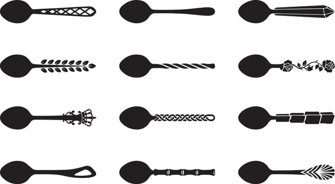 Set of decorative spoons with various handle designs