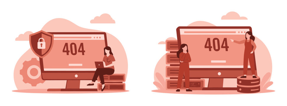 Website 404 error not found page connection issues vector illustration with connection