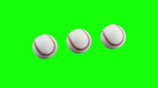 3D Baseball Balls Loading Loop Animation with Green Screen Chroma Key, and Black and White Background