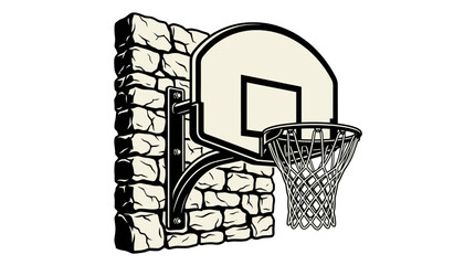 Basketball hoop on stone wall mount. © Aulia