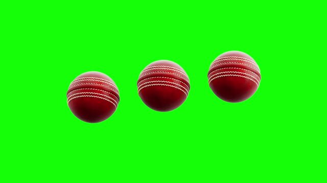 3D Cricket Balls Loading Loop Animation with Green Screen Chroma Key, and Black and White Background