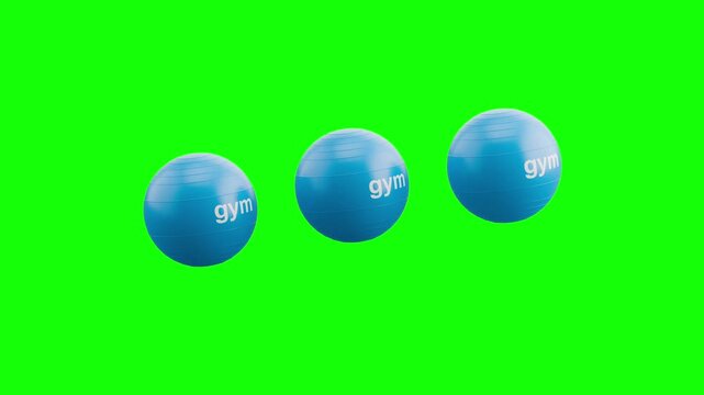 3D Fitness Balls Loading Loop Animation with Green Screen Chroma Key, and Black and White Background