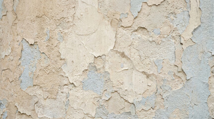 Fototapeta premium Plaster wall texture limewash surface with peeling paint pattern weathered background mood. Grunge paint rough material. old surface cement background, architecture plaster