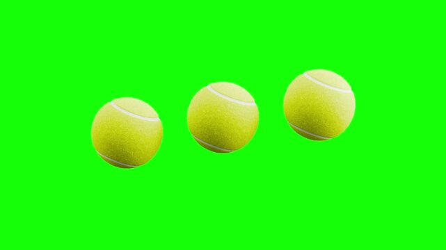 3D Tennis Balls Loading Loop Animation with Green Screen Chroma Key, and Black and White Background