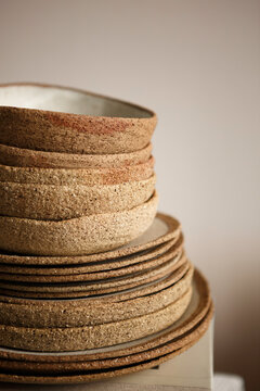 Stack of rustic ceramic bowls