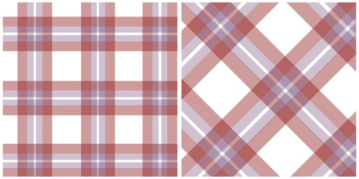 red and white striped background, Plaid pattern in red and purple on white background