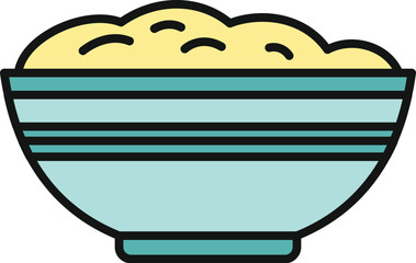 Fototapeta premium Mashed potatoes serving in a striped bowl cartoon icon