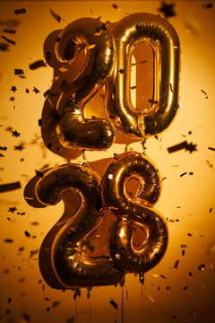 Golden Balloons for New Year 2028 Celebration