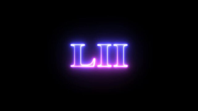 Multi colored inscription roman numerals LII with light colored spots floating inside looped alpha channel at the end. 4K footage download