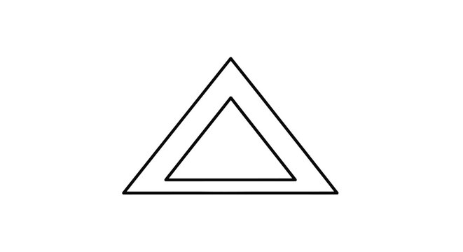 Minimalist Double Triangle Outline Symbol. Abstract Geometric Shape Vector Illustration on White Background. Simple Black and White Design.