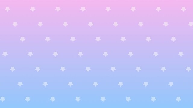 青から紫のグラデーション背景に星柄が回転しながら右上に流れる、横長のかわいいループアニメーション背景素材