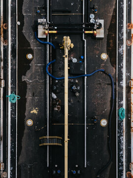 Top View of Industrial Barge Deck Equipment