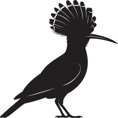 Elegant Hoopoe Bird Silhouette Vector Illustration Detailed Crest Feathers Black and White Wildlife Avian Logo Emblem Icon for Nature Branding Outdoors Environment Conservation and Creative Animal Gra © digital mine