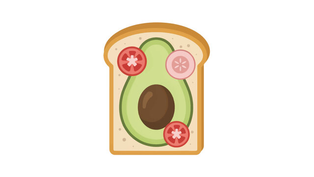 cartoon slice of bread with avocado and tomatoes on it