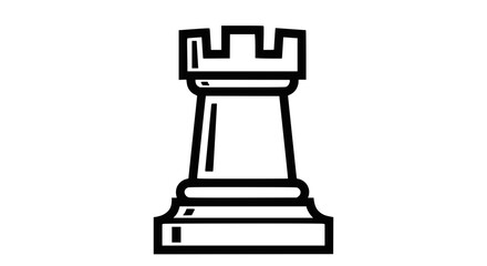 Black and white chess rook icon on a white background © illustration 