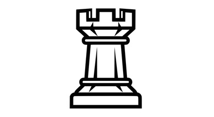Black and white chess rook icon on a plain background © illustration 