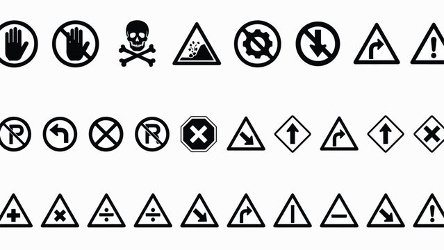 collectionofvariouswarningandprohibitionsignsandsymbols